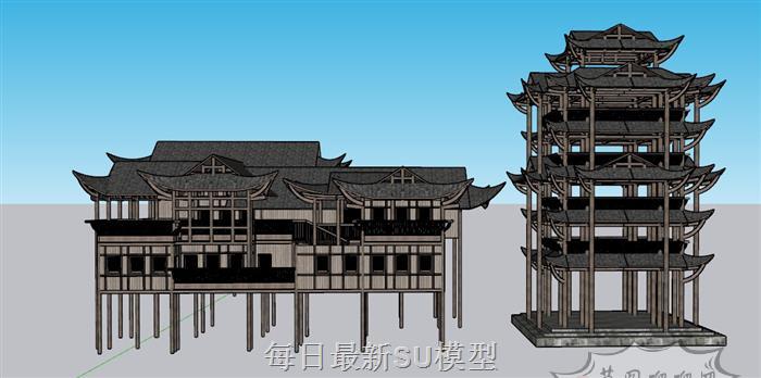 少数民族高脚屋吊脚楼SU模型