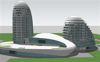 异形办公楼建筑SU模型