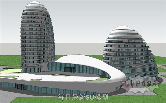 异形办公楼建筑SU模型