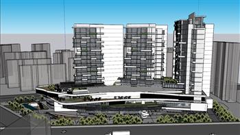 办公楼建筑综合体SU模型