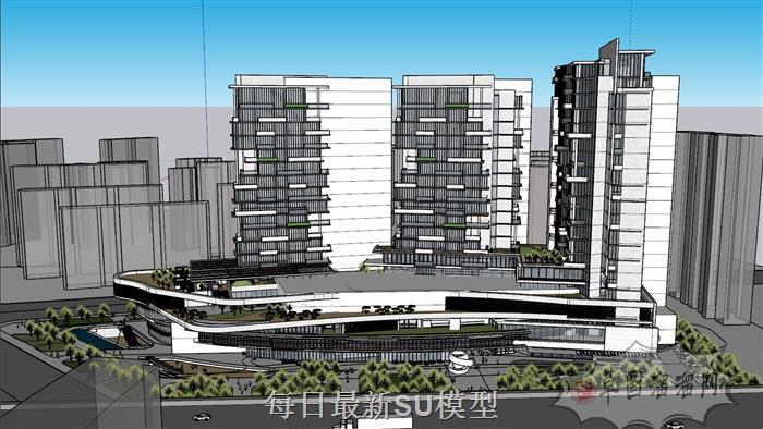 办公楼建筑综合体SU模型