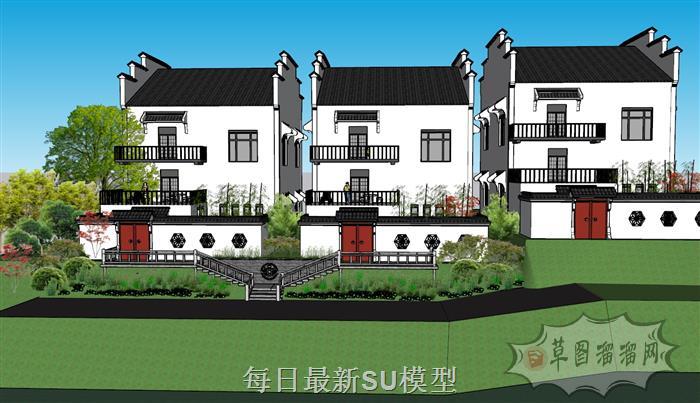 徽派联排别墅SU模型