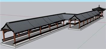 古建廊道长廊SU模型