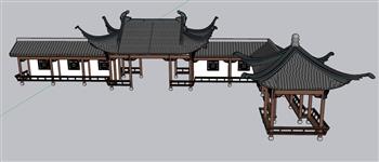 古建连廊SU模型