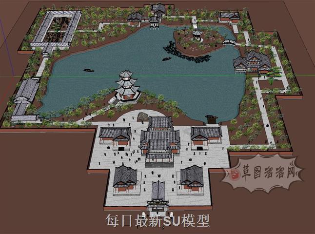 古建园林公园SU模型