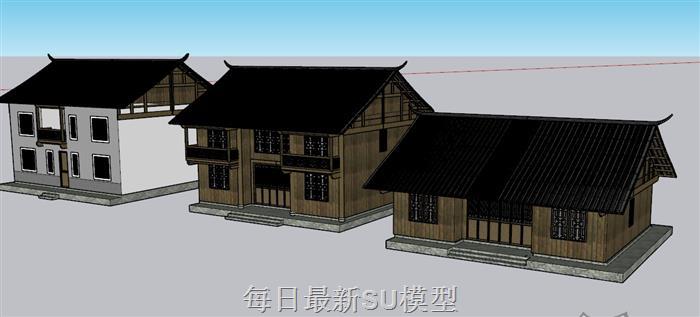 少数民族商业街民宿SU模型
