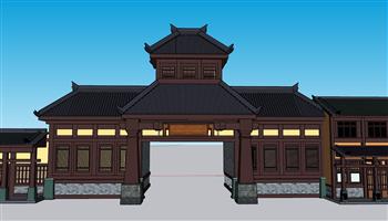 汉唐商业街沿街SU模型