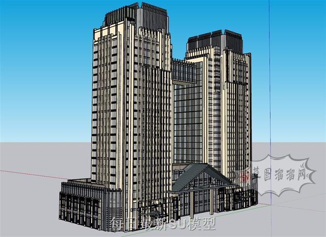 高层酒店建筑SU模型