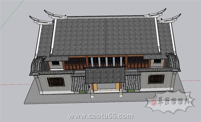 合院仿古别墅SU模型