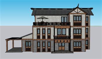 民宿客栈酒店SU模型