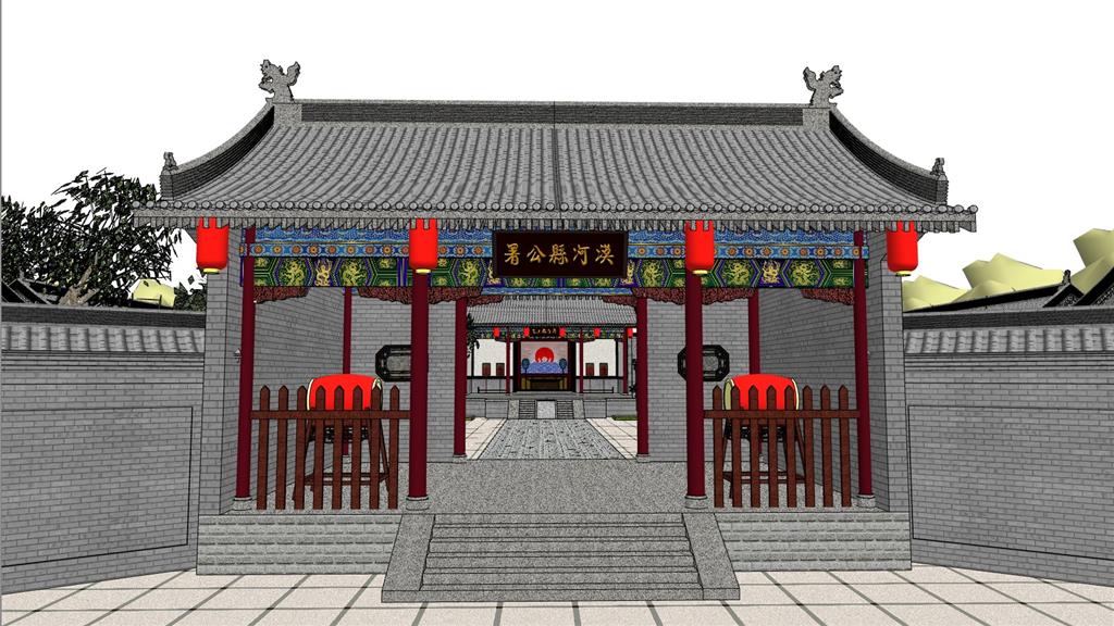 衙门古建筑合院SU模型