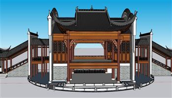戏台古建SU模型