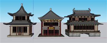 仿古建筑酒楼SU模型