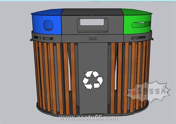 生态垃圾箱垃圾桶SU模型