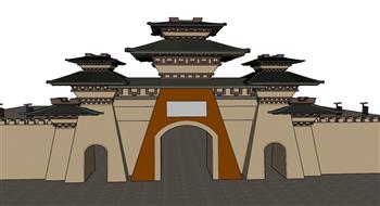古代城门城楼SU模型