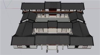 中式四合院建筑SU模型