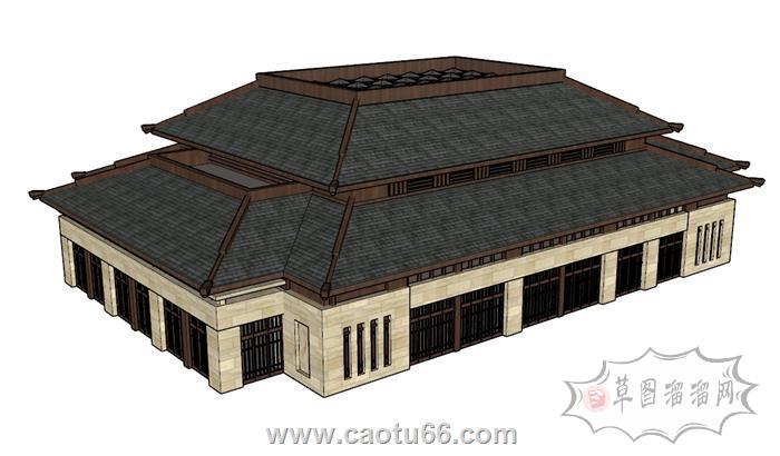 中式汉唐建筑SU模型