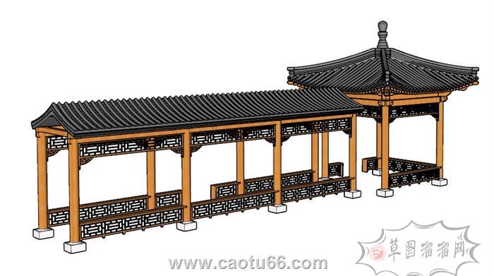 亭廊SU模型