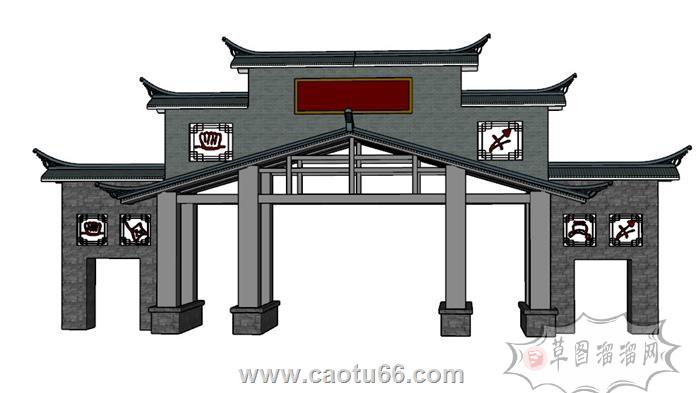 门楼牌坊SU模型