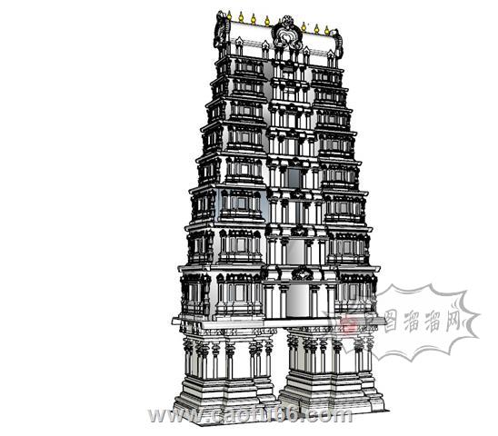 泰式佛教建筑SU模型