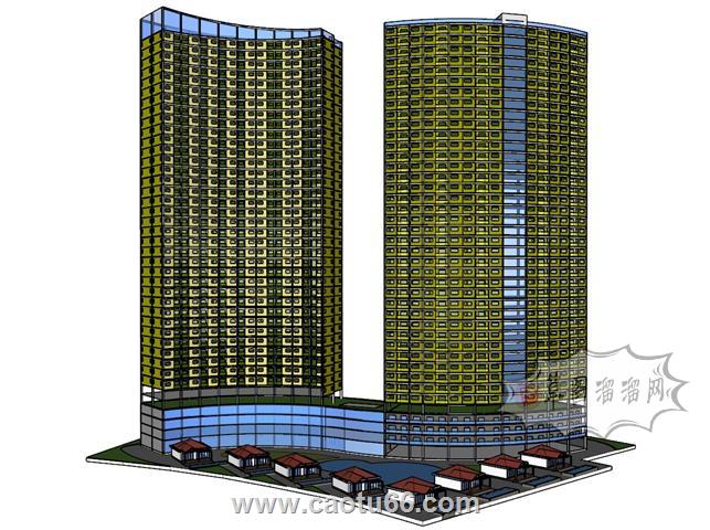 高层建筑综合体SU模型