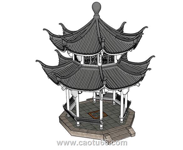 古建亭子凉亭SU模型