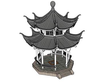古建亭子凉亭SU模型