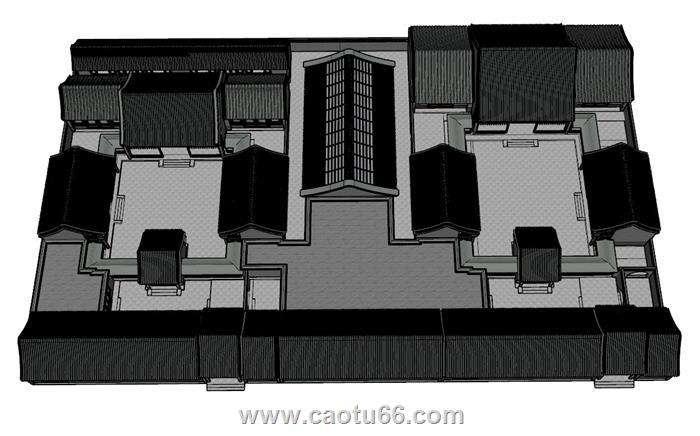 中式合院古建筑SU模型