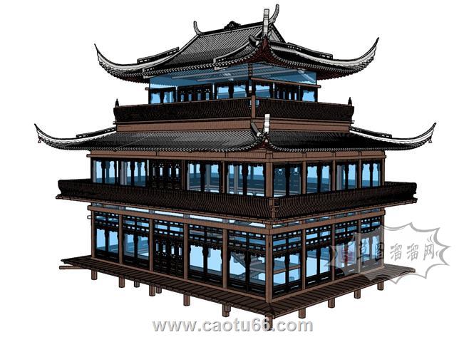 古建阁楼SU模型