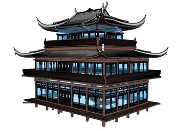 古建阁楼SU模型
