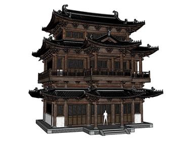 斗拱古建阁楼SU模型