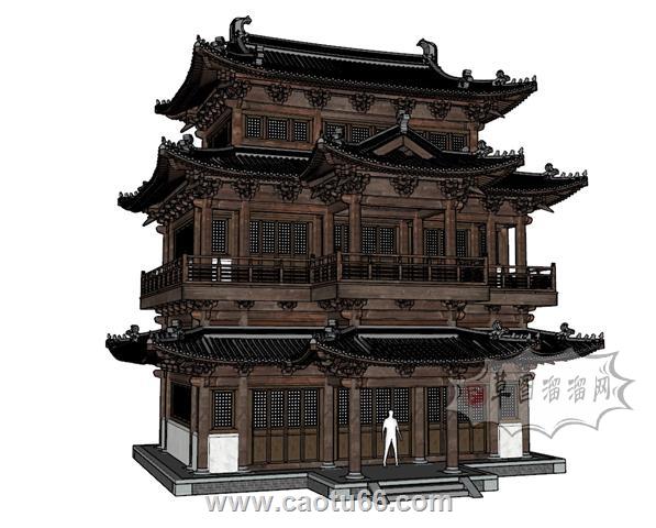 斗拱古建阁楼SU模型