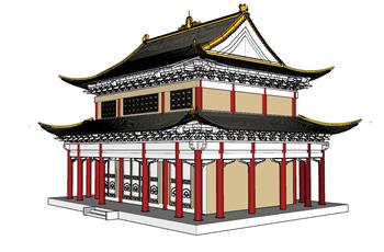 古建阁楼SU模型