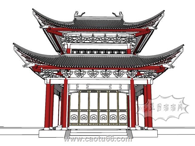 阁楼茶楼古建SU模型