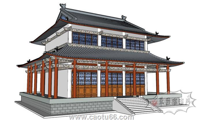 阁楼茶楼古建SU模型