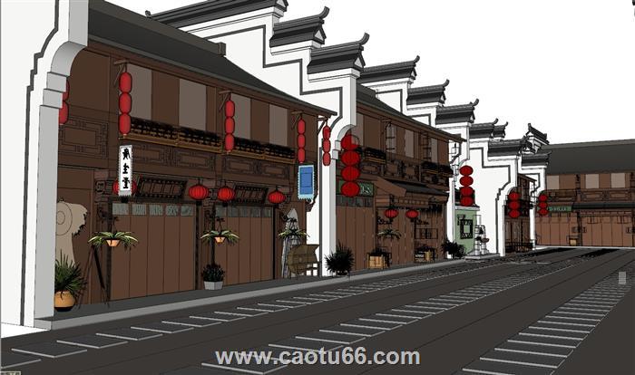 商业街马头墙SU模型