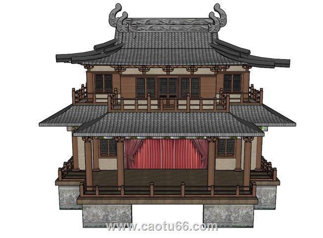 戏台古建SU模型