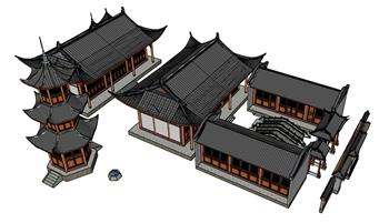 中式古建寺庙SU模型