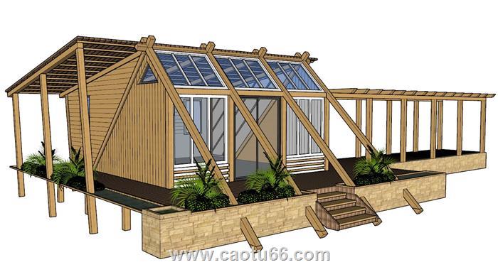 玻璃阳光房小木屋SU模型