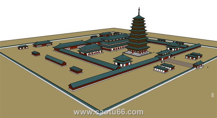 寺庙古建筑SU模型
