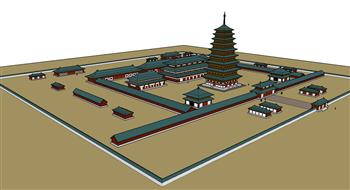 寺庙古建筑SU模型