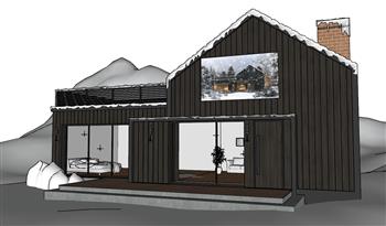 雪地雪屋木屋SU模型