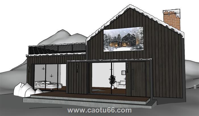 雪地雪屋木屋SU模型