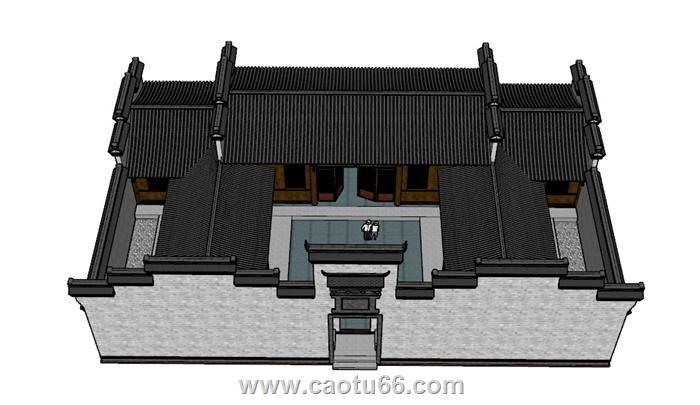 古建合院农村SU模型