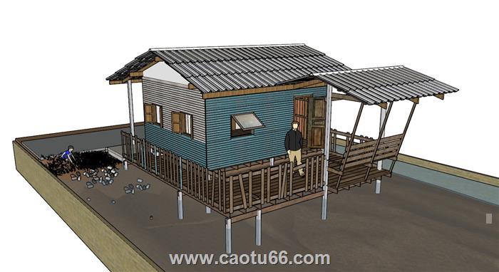 乡村木屋住宅SU模型