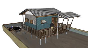 乡村木屋住宅SU模型 免费sketchup模型下载