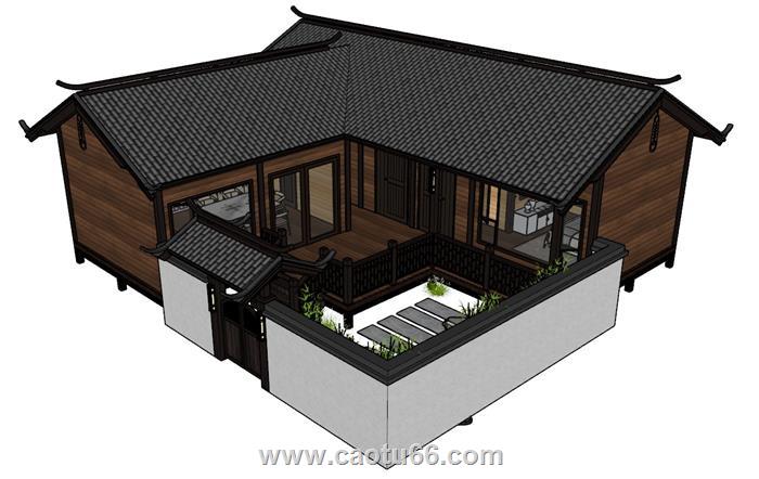 民宿酒店农村SU模型
