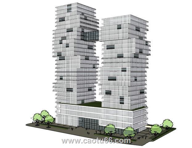 办公楼异形建筑SU模型