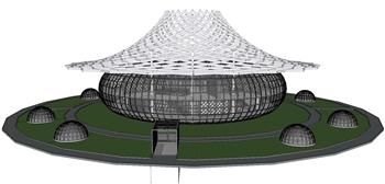 文化馆异形建筑SU模型