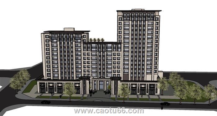 综合体办公楼酒店SU模型